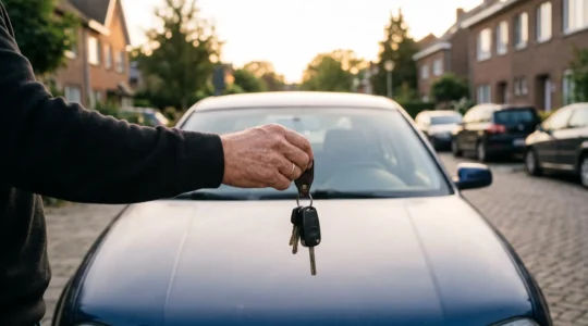 Conducteur tenant les clés de sa voiture face à un choix entre plusieurs formules d'assurance auto, symbolisant la décision selon le véhicule, le profil et le budget