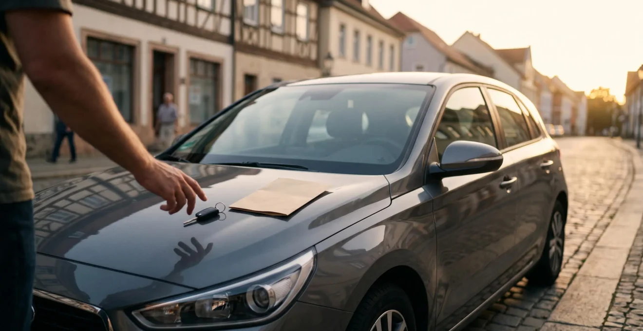 Illustration éditoriale représentant le choix entre crédit auto, LOA et paiement comptant pour financer une voiture