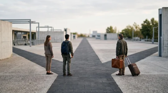 Trois silhouettes représentant un salarié, un étudiant et un voyageur convergeant symboliquement vers un même point de décision financière